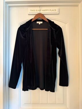 Pink Rose Black Velvet Open Front Blazer/Cardigan | Size M